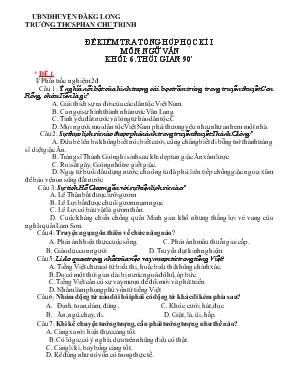 Đề kiểm tra tổng hợp học kì I môn Ngữ văn khối 6 - Trường THCS Phan Chu Trinh